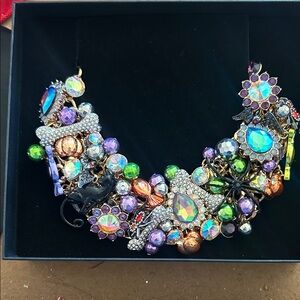 Betsey Johnson Multicolor Crystal Floral Statement Necklace